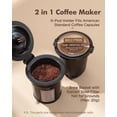 thumbnail image 2 of SIFENE Mini cafetera instantánea de una sola porción, una taza para K Pod y café molido, máquina de café en cápsulas con ventana de agua y recordatorio de descalcificación (negro), 2 of 5