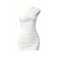 thumbnail image 3 of HTNBO One Shoulder Summer Dress – Ruched Cocktail Party Bodycon, Spring & Sexy Mini Short Dress for Women, 3 of 5
