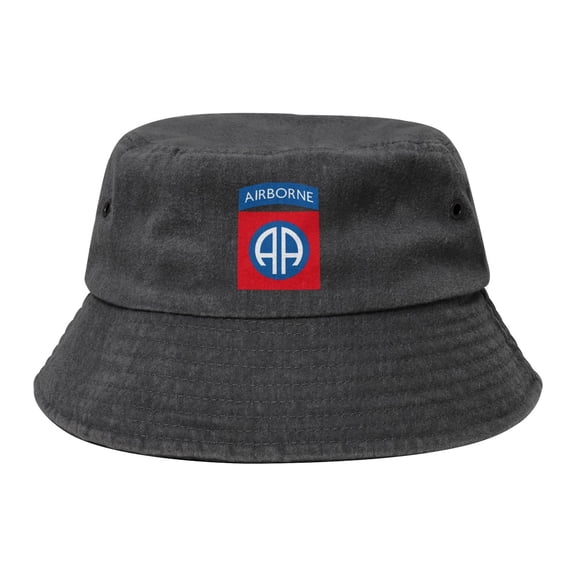 82nd Airborne Logo Washed Bucket Hat For Men Women Denim Bucket Hat Sun Hat Cowboy Fishing Beach Hat