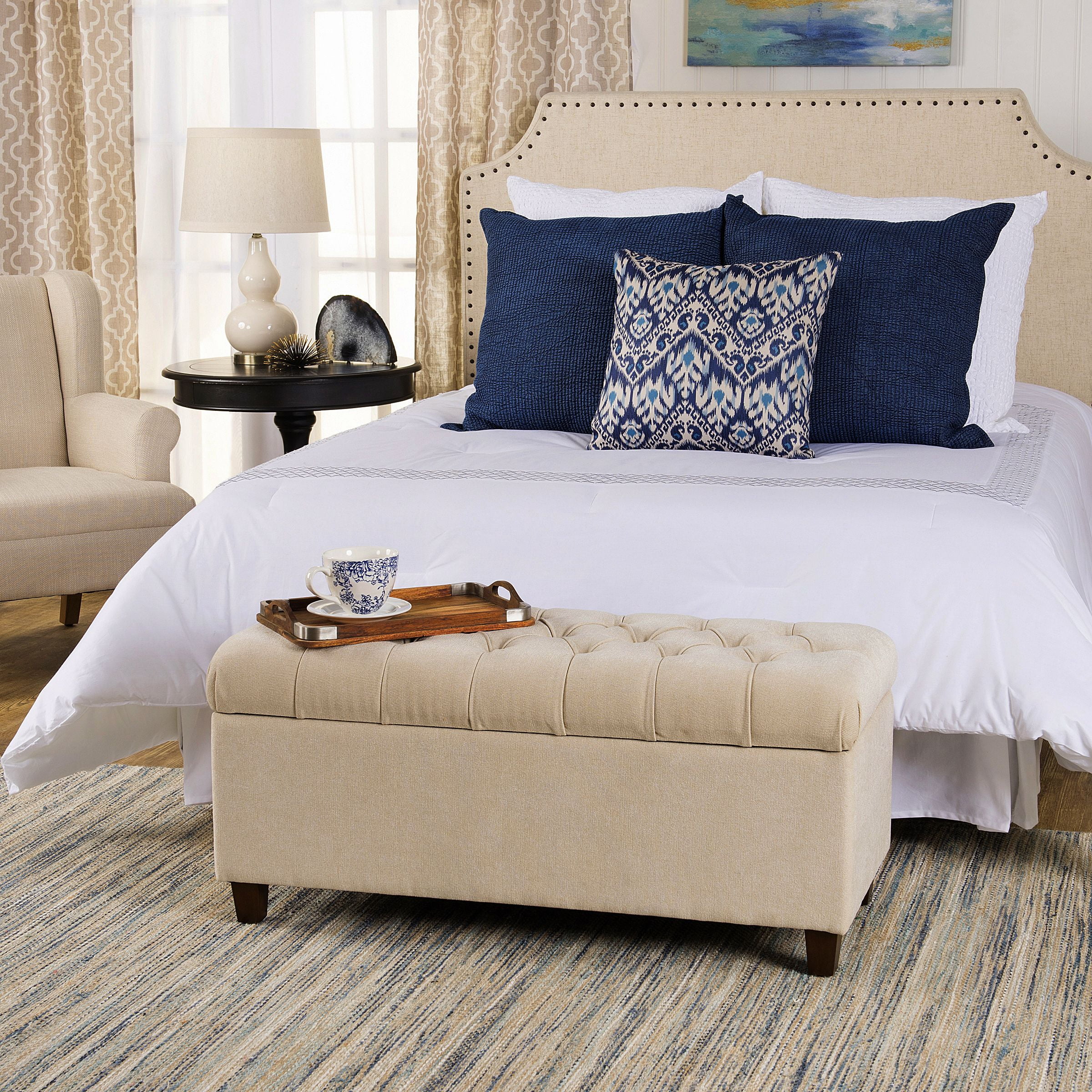 HomePop Ainsley Button Tufted Storage Bench, Multiple Colors