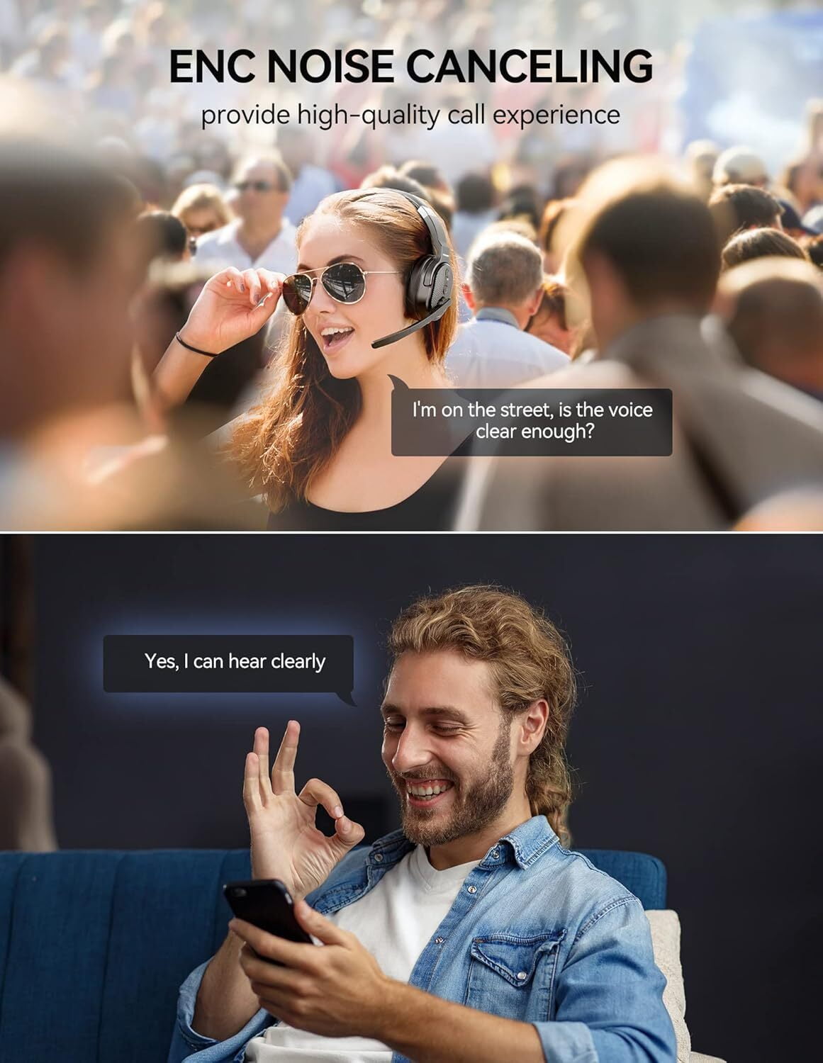 TECKNET Bluetooth Headset,Computer Bluetooth Headset with Microphone,AI Noise Canceling Headphones Dongle for PC Phone Laptop Office Home