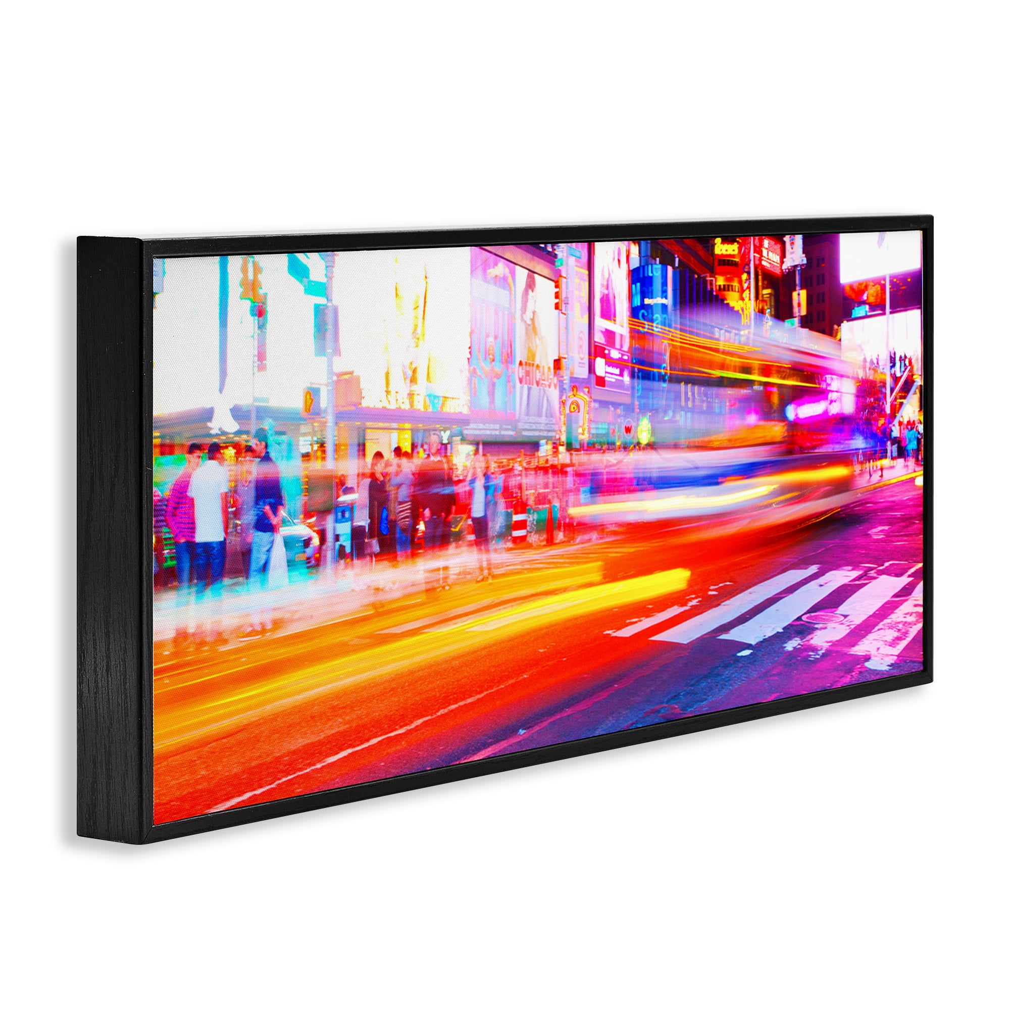 Stupell Industries Light Streaked Cityscape Scenery Photography Black Framed Art Print Wall Art, 24 x 10