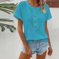 thumbnail image 4 of Xuyuer Womens Batwing Sleeve Tshirts Crew Neck Short Sleeve Buttons Tops Tee Basic Summer Blouse Loose Fit, 4 of 7