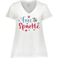 thumbnail image 3 of Inktastic 4th of July Free to Sparkle in Red White and Blue Women's Plus Size V-Neck T-Shirt, 3 of 5