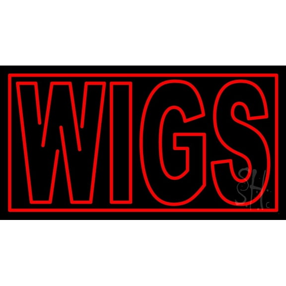 Double Stroke Red Wigs LED Neon Sign 13 x 24 - inches, Black Square Cut Acrylic Backing, with Dimmer - Bright and Premium built indoor LED Neon Sign for Defence Force.