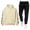 Beige, variant on Men's 2 Piece Track Suit Set with Letter Print Hoodie and Sweatpants, Casual Jogging Gym Athletic Sweat Suits