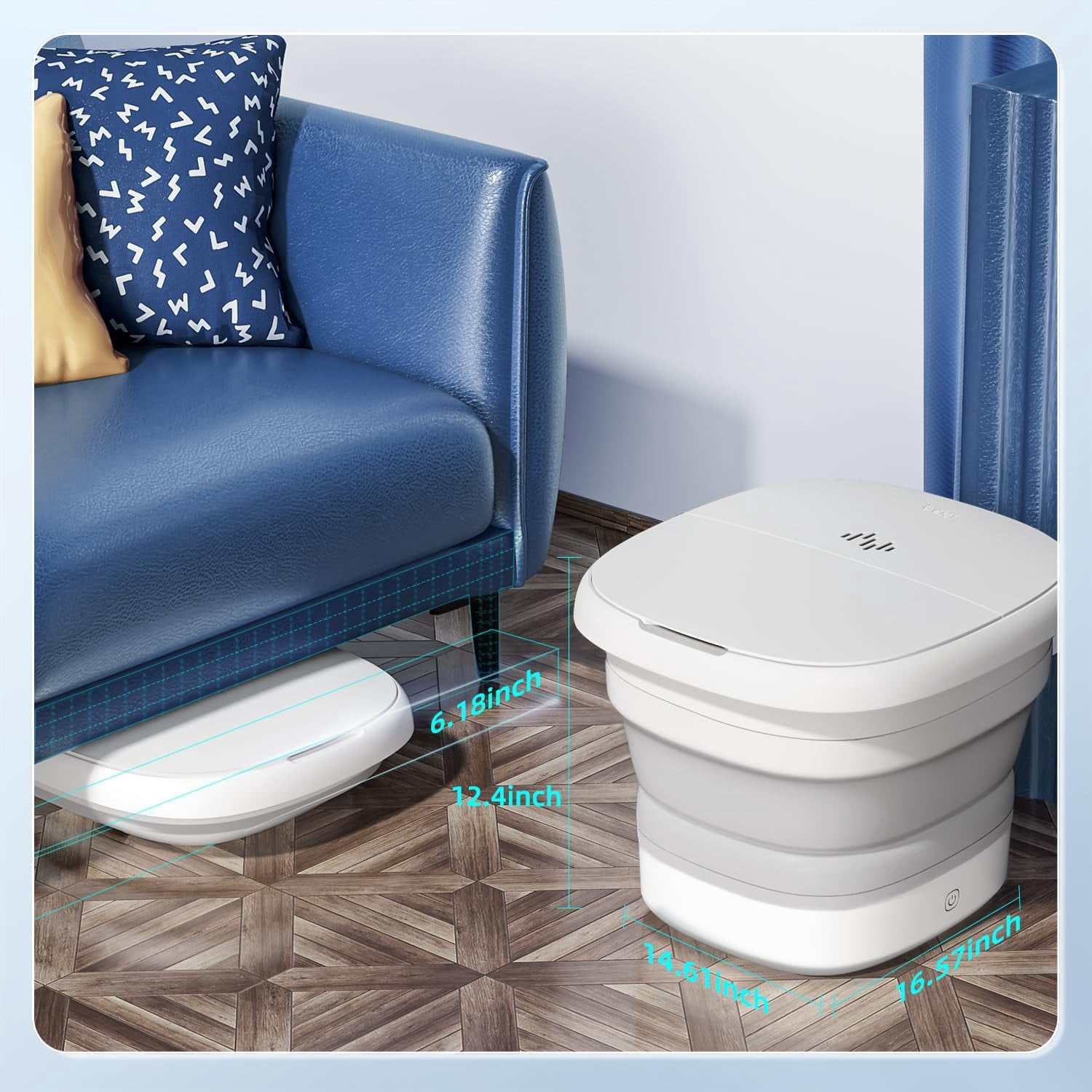 Collapsible Foot Spa Massage with Water and Electricity Separation System, Foot Bath with Three Level Temperature Control, Bubble, Remote, Red Light, Timer, and Four Set Electric Massage Balls