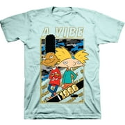 Mens Nickelodeon Hey Arnold! Shirt - Retro Nick Hey Arnold tee - Classic Nick Graphic T-Shirt (Celadon, 3X-Large)