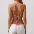 thumbnail image 4 of DHFJKG Women's Glitter Camisoles Top Sequin Embroidery Criss Cross Lace Up Sexy Sleeveless Shirts Party Club Going Out V Neck Versatile Tops, 4 of 5