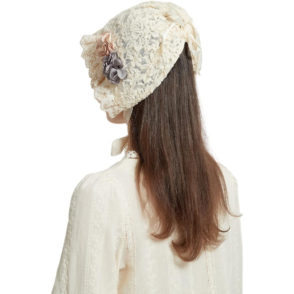 Women's Colonial Bonnet Cap Vintage Costume Accessory Lolita Hat Cute