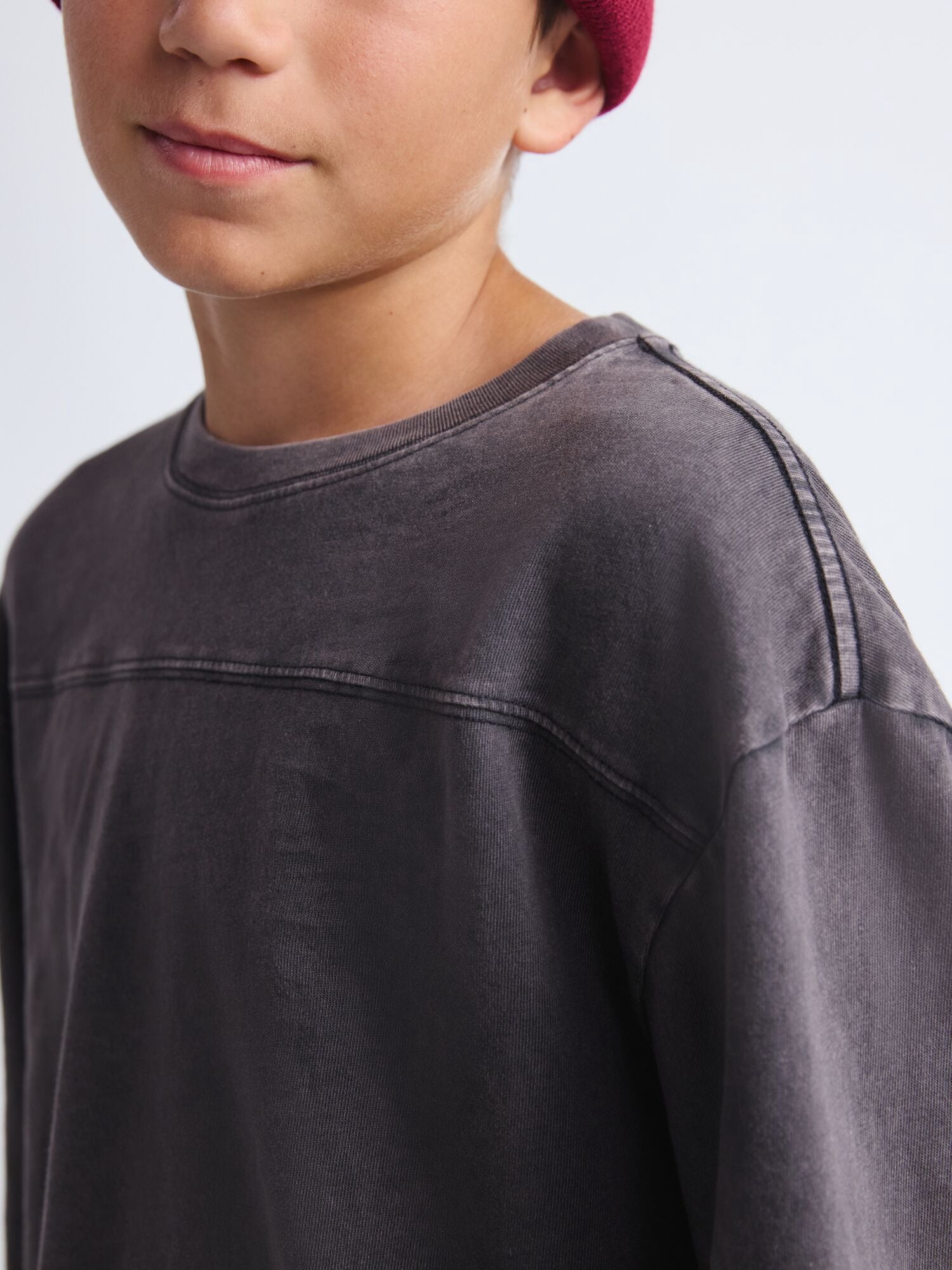 Weekend Academy Boys Football Yoke Cotton T-Shirt with Long Sleeves, Sizes 4-18