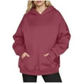 thumbnail image 2 of Sevevn 2025 Trendy Women's Lightweight Casual Hoodie Winter and Fall Loose Pocket Hooded Sweatshirt Top Red XL, 2 of 6