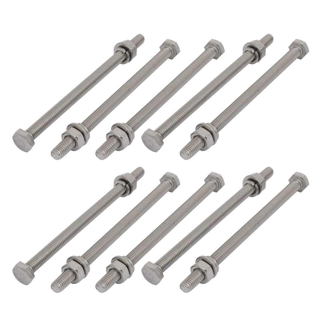 5 Set M6x50mm vis T/ête Hex acier Inox 316 Kit Assortiment /Écrou rondelle