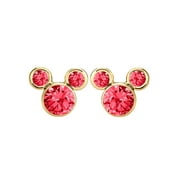 Disney Mickey Mouse 10kt Gold Red Cubic Zirconia Stud Earrings