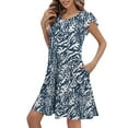 thumbnail image 5 of Mengpipi Womens Dresses Summer Casual Ruffle Sleeve Beach Sundresses with Pockets, Blue White-S(US 4-6), 5 of 6
