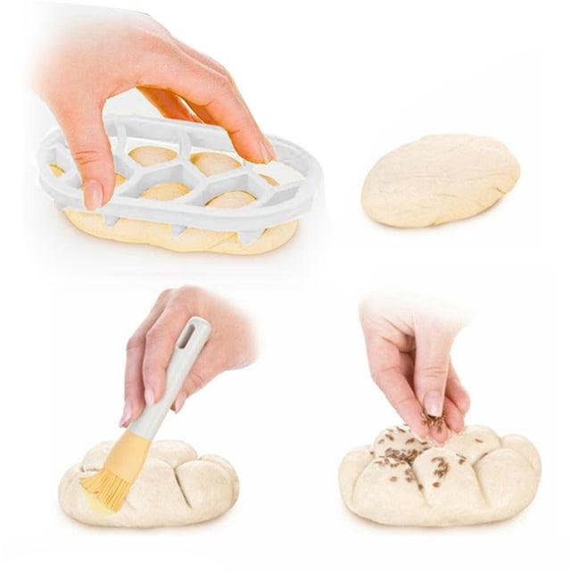 Juego de 2 moldes para prensar masa, moldes para panecillos y cortadores de masa de plástico