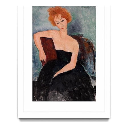 Giant Art 24x36 Redheaded Girl in Evening Dress Matted and Framed in Multi-Color