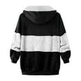 thumbnail image 5 of adviicd Fuzzy Fleece Jackets for Women Plus Size Hoodies Fall Winter Coats Color Block Patchwork Coat with Pockets (White, XL), 5 of 5