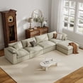 thumbnail image 3 of The Magic Home 157" Sofa Couch, Cloud Modular Sectional Sofa with Removable Storage Ottoman, L Shaped Linen Modern Comfy for Living Room, Apartment, Office, DIY Combination, 4 Seater Khaki Couch, 3 of 15