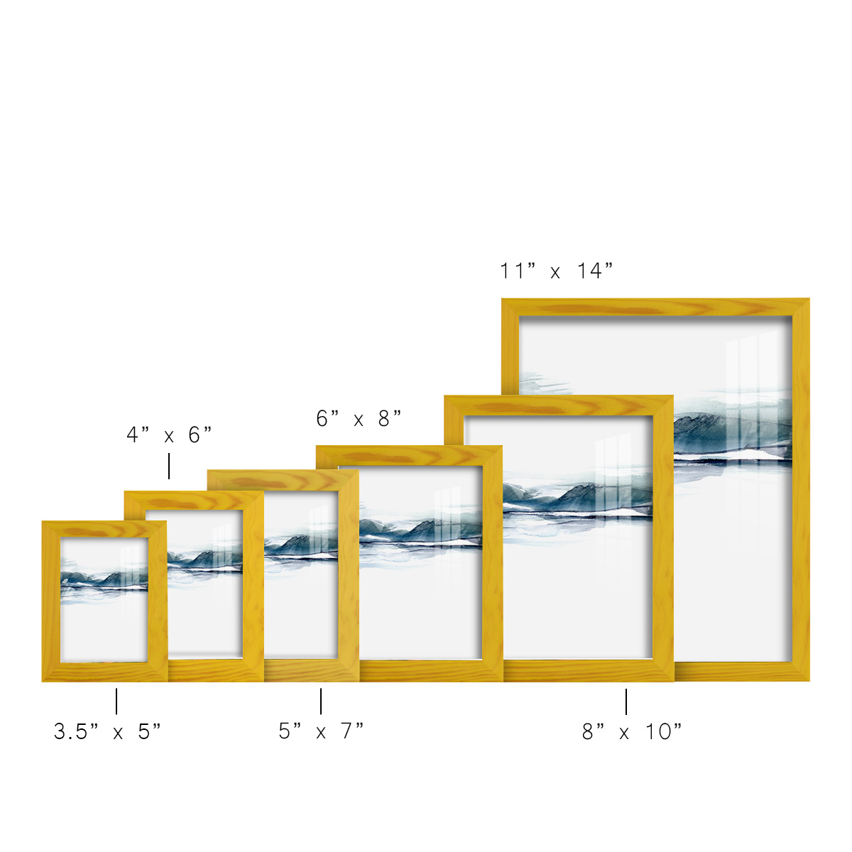 Stark Horizon I - Framed Print w/glass - Sunflower Yellow
