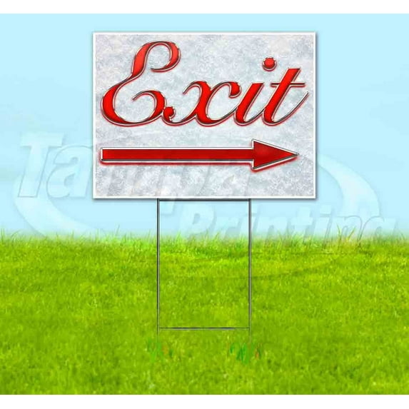 Exit Right Arrow (18" x 24") Yard Sign, Includes Metal Step Stake