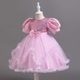 thumbnail image 6 of ITSAME Girls Formal Tutu Dresses Sequin Bow Puff Sleeve Princess Wedding Pageant Party Gown Pink Size 7-8, 6 of 7