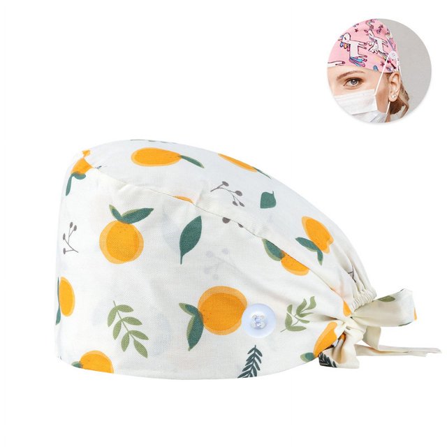 Gorro quirúrgico Gorro esmerilado Gorro quirúrgico de algodón puro para mujer Gorro de enfermera estampado con lazo Gorro de trabajo dental y odontológico para hombre con hebilla nueva