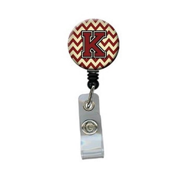 Letter K Chevron Maroon & Gold Retractable Badge Reel