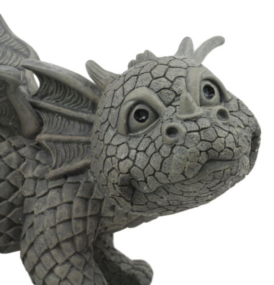 Garden Dragon Peeing Dragon Decorative Garden Accent Sculpture Stone Finish 10 Inch Tall