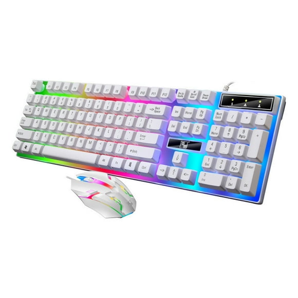 Rbaofujie Wireless Mechanical Keyboard Suspended Colorful Luminous Keyboard Mouse Package USB Wired Mechanical Handle Keyboard Mouse Peripheral Mouse 104 Key Effect Keyboard Keyboard Gaming