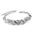thumbnail image 1 of Pulsera de hojas con incrustaciones de diamantes de imitación, pulsera de eslabones con diseño de hojas brillantes, joyería para mujer, ideas de regalo para fiestas y citas., 1 of 8
