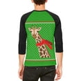 thumbnail image 2 of Ugly Christmas Sweater Big Giraffe Scarf Mens Raglan T Shirt, 2 of 2