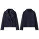 thumbnail image 3 of Abrigo Corto de Lana de Invierno para Mujer, Corte Holgado, Cruzado, Elegante, Tipo Blazer, Estilo Marinero Azul Marino M, 3 of 10