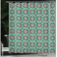 thumbnail image 3 of Ambesonne Orient Shower Curtain, Folk Bicolour Eastern Shapes, 69"Wx75"L, Sea Green and Red, 3 of 4