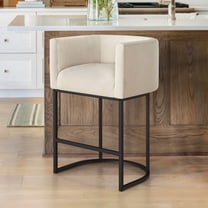 Dycanpo 27" H Modern Bar Stools with Back, Arms and Metal Legs for Home Kitchen, Linen Color