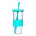 thumbnail image 1 of Verre en Plastique de 710 ml avec Bouchon et Grand Réutilisable Tasse de Thé au Lait Perlé Café Glacé Thé Glacé Smoothie Tasse à Emporter Transparente Isolée Verre à Double Couche., 1 of 6