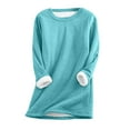 thumbnail image 2 of jsaierl Sherpa Lined Sweatshirts for Women Fleece Round Neck Pullover Loungewear Long Sleeve Basic Tunic Top Winter Thermal Underwear Top, 2 of 7