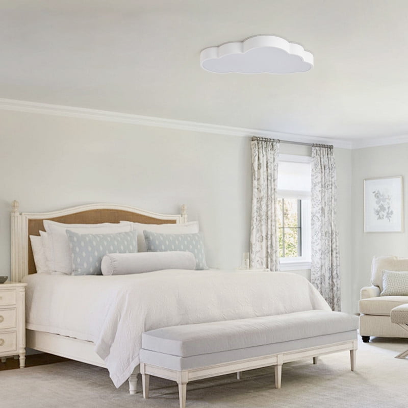 Aiwen LED Flush Mount Ceiling Light, Could-Shaped Ceiling Fixture with Polystyrene Lampshade, Perfect for Bedroom, Powder Room & Kids' Room (24W)