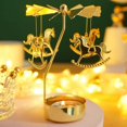thumbnail image 1 of facefd Christmas Tea Light Rotary Candlesticks Candle Holder Metal Xmas Home Decor Carousel, 1 of 9