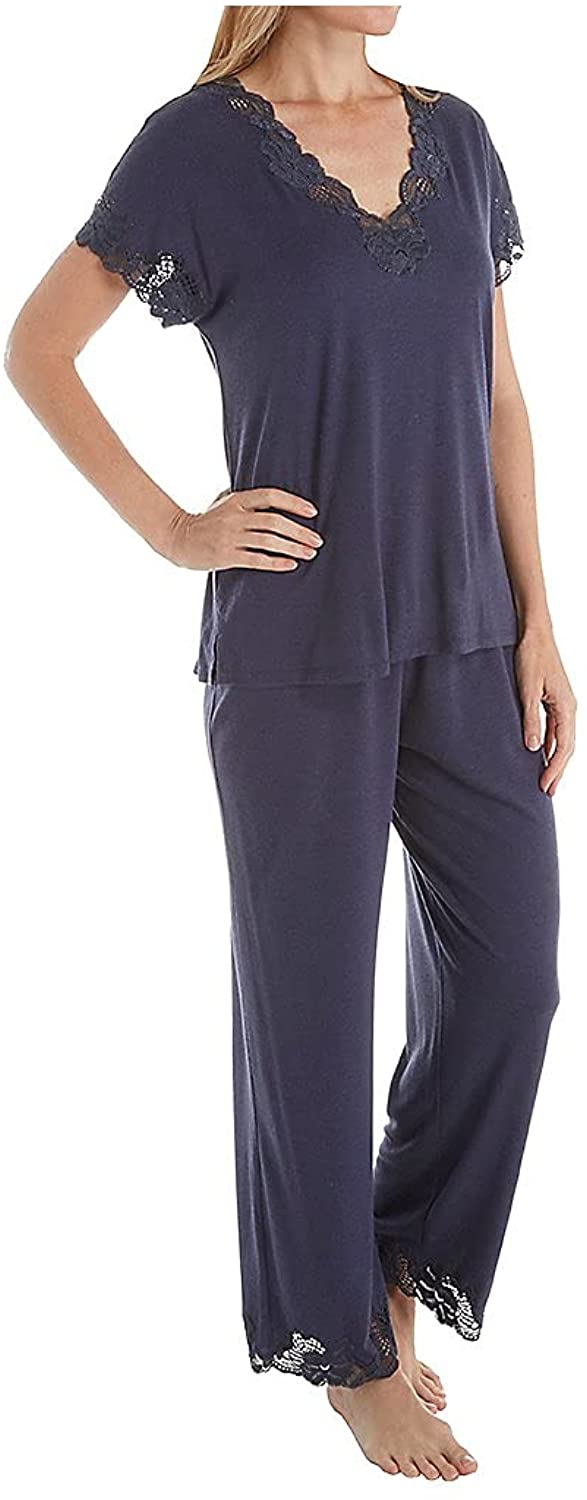Natori Women's Plus Size Zen Floral Short Sleeve Pajama Set - Modal Jersey Knit With Lace Trim