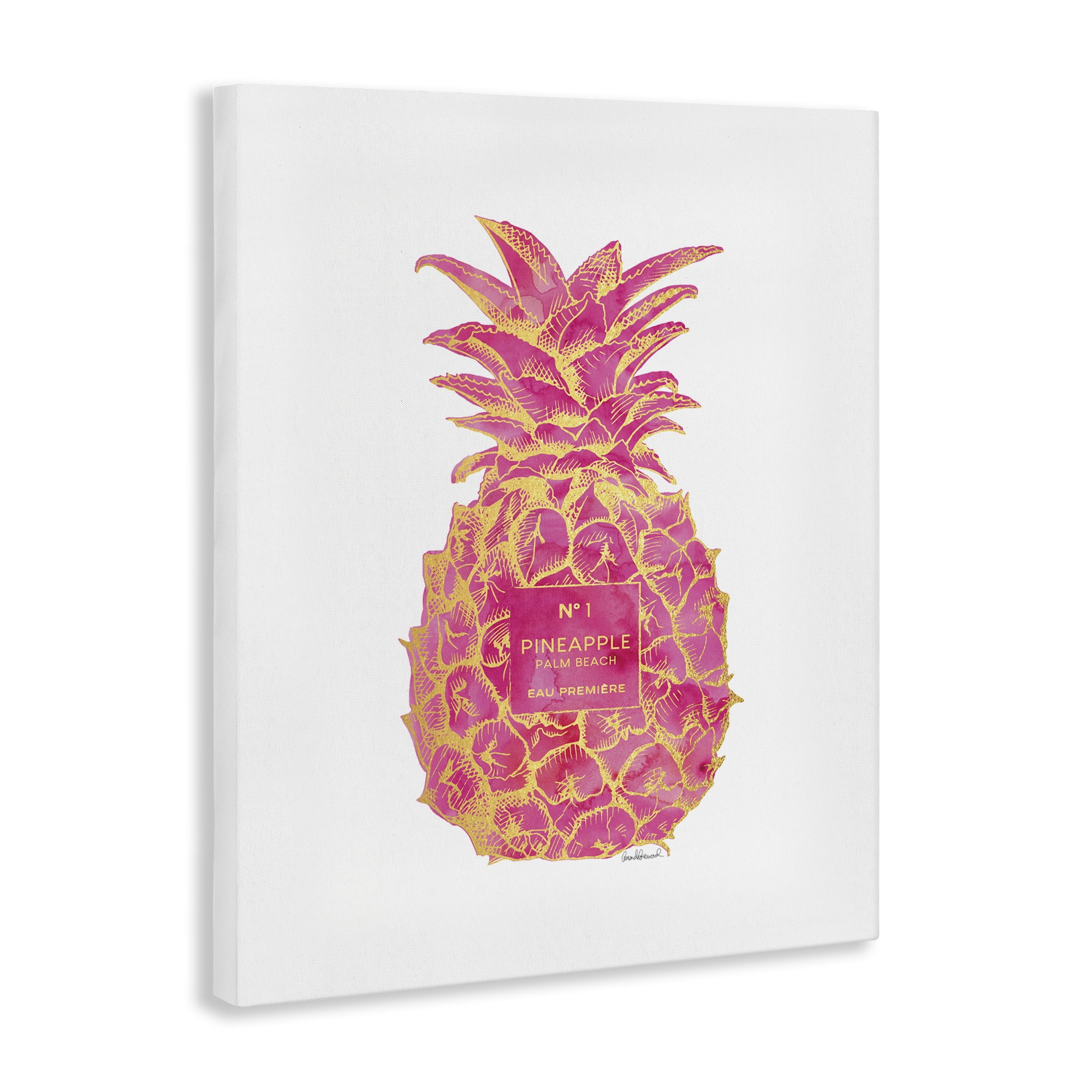 Stupell Industries Glam & Pink Pineapple Food & Beverage Painting Wrapped Canvas Art Print Wall Art, 24 x 30