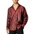 thumbnail image 1 of Camisas de satén brillante INSPIRE CHIC para hombres, camisa de lujo impresa para bodas y fiestas, 1 of 6