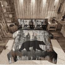 Manfei Jungle Bear Bedding Sets Twin Size, Rustic Animal Bed in a Bag Twin size, Woodland Wildlife Reversible Comforter Sets with Sheets, Super Cozy Room Decorative, 7-Piece