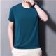 thumbnail image 3 of Camiseta de seda helada de color sólido, de manga corta, transpirable, con cuello redondo y media manga para hombre, 3 of 5