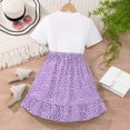 thumbnail image 5 of Rutayy Children Girls Short Sleeve Cartoon Prints Bowknot T Shirt Tops Skirts Suit Sweet Style, Purple, 6-7 Years, 5 of 6