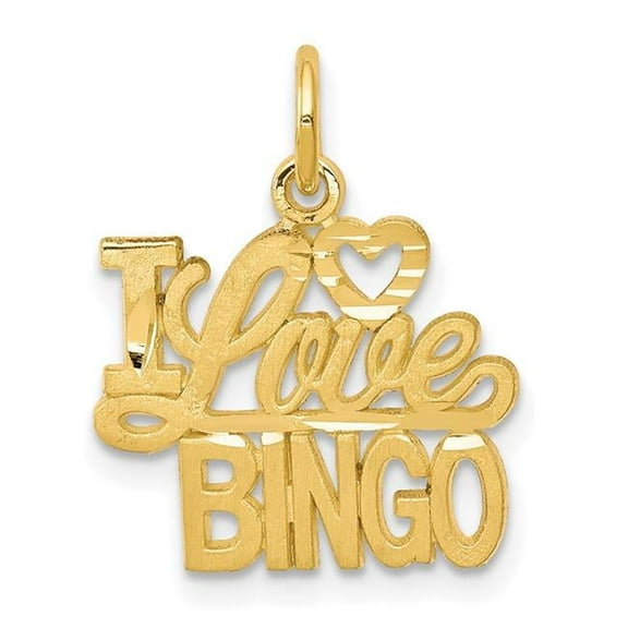 10k Yellow Gold Talking - I Love Bingo Charm and Necklaces