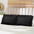 thumbnail image 2 of Unique Bargains Microfiber Ruffle Envelope Closure Pillowcases 2 Pcs Black King, 2 of 8