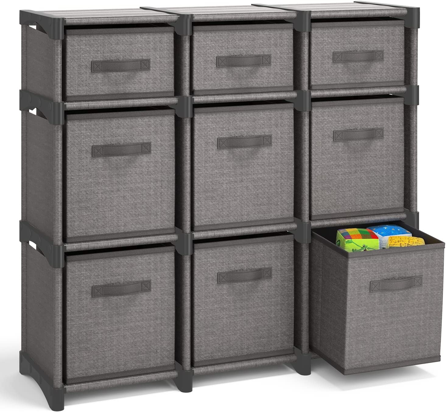 JIUJIANG 9 Cube Storage Organizer, Gray Storage Cubes Organizer Shelves