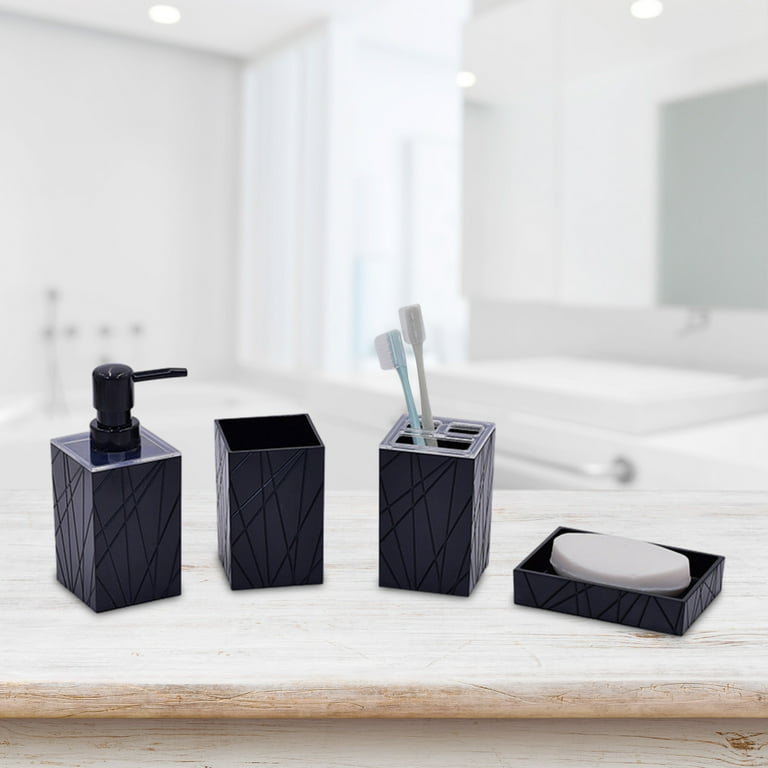 4 Piece Bathroom Accessory Set - Includes Soap Dispenser, Toothbrush Holder,  Tumbler, and Soap Dish - On Sale - Bed Bath & Beyond - 17819109