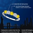thumbnail image 2 of Gem Stone King 925 Sterling Silver Yellow Sapphire and E - F Lab Grown Diamond Wedding-Bands Ring for Women | 1.62 Cttw | Round 4MM | Gemstone September Birthstone | Size 8, 2 of 6